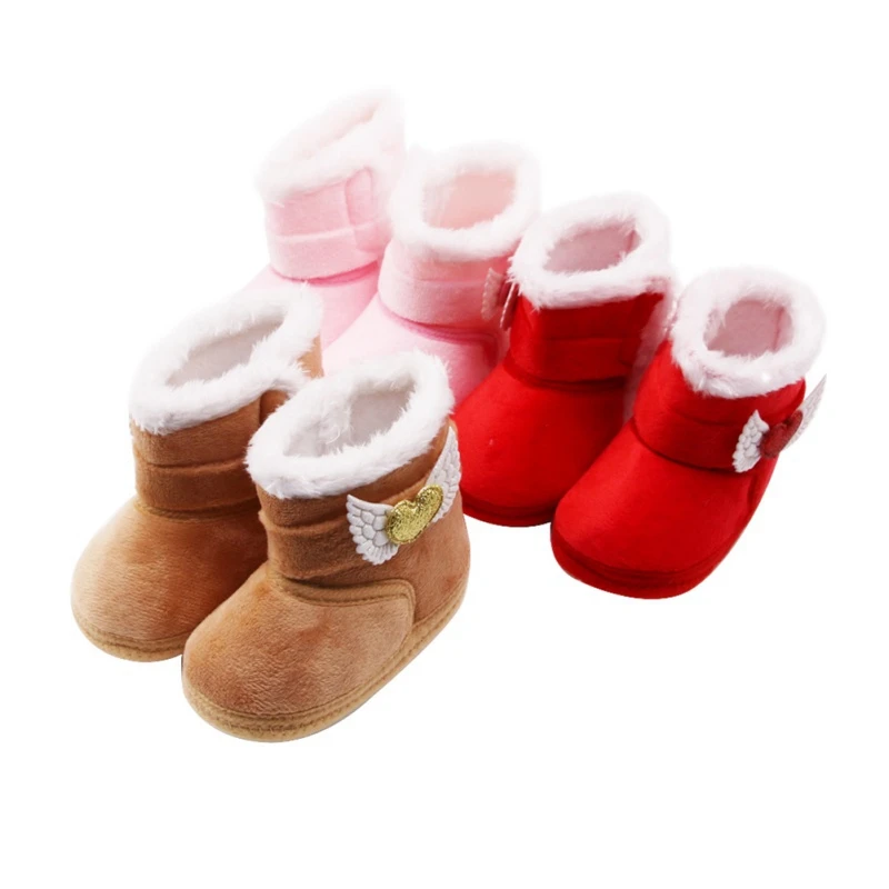 0-18M Zimná dievčatka dievča bavlnené snehové topánky s bleskami v polovici trubičky Dojčenské dojčenské roztomilé protišmykové batoľa Walking Sneh Shoes topánky