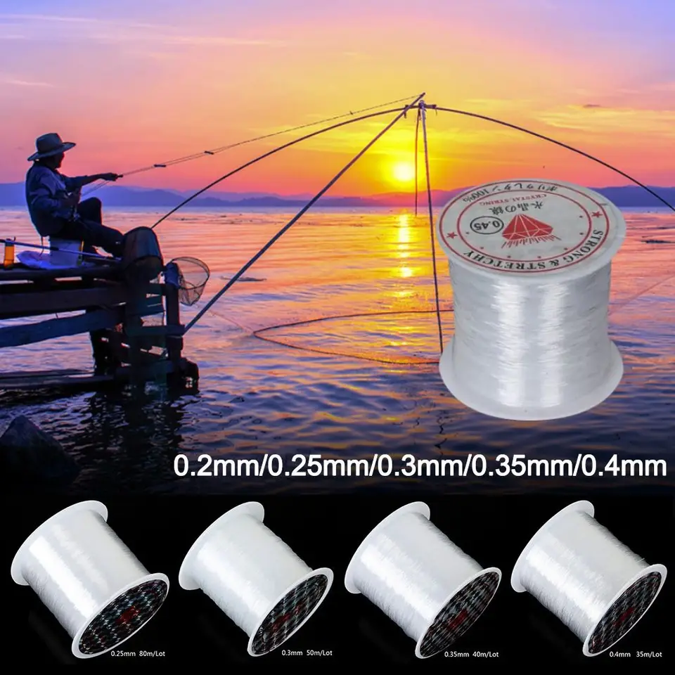 0,2 mm/0,25 mm/0,3 mm/0,35 mm/0,4 mm priehľadná rybárska linka Monofilament non-tupé silné rybie čiary nylon