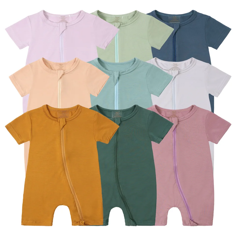 0-24m bambusové vlákno dieťa Romper Toddler Toddler Clothing Clothing Clothing Chlayve Krátke rukávy Dojčenské pyžamy