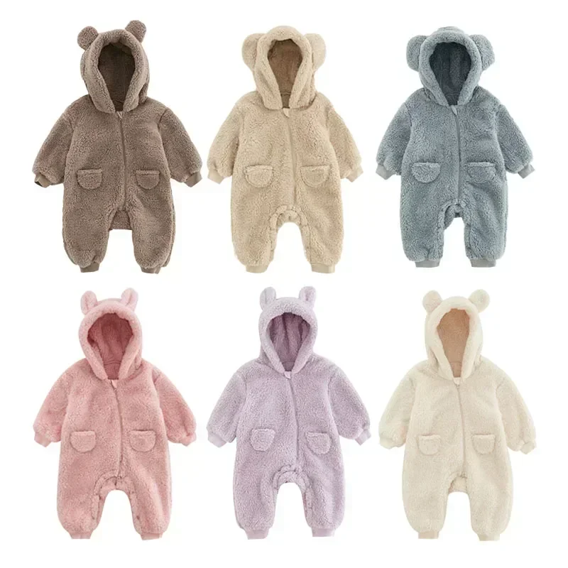0-2y Novorodenecké detské detské jar jar na jeseň Warm Fleece Boys kostýmy Dievčatá oblečenie Zviera Celkovo