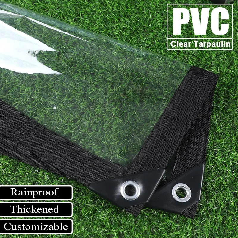 0,3 a 0,5 mm PVC priehľadná plachta zahustená dažďovo nepriestrelná plachta číre plátno Vonkajšia vodotesná kryt
