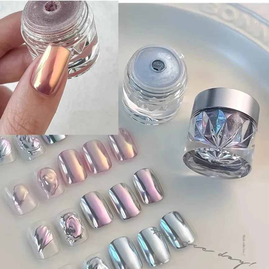 0,3 g/fľaša Mesačné svetlo zrkadlové klince Práškové trblietky Aurora nechtový prášok kovový chróm trblietavý pigment prachový prach UV manikúra Dip prášok