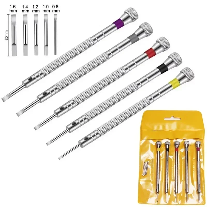 0,8-1,6 mm oceľový skrutkovač na opravu hodiniek Prenosné náradie na hodinky Odstraňovanie pásov s mini link Pins Watchmaker Tools 5ks/set