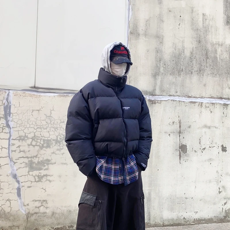 007 Továreň Streetwear UndermyCar Malé logo Vyšívané oblečenie voľný stojan Golier Hrubý teplý zips dole chlieb bavlnená bunda