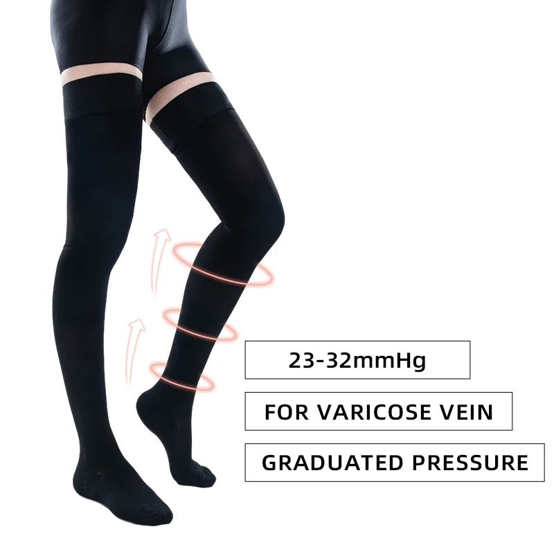 0088 Women Kompresné pančuchy 20-30 mmHg absolventované tlakové stehno vysoké elastické pre kŕče