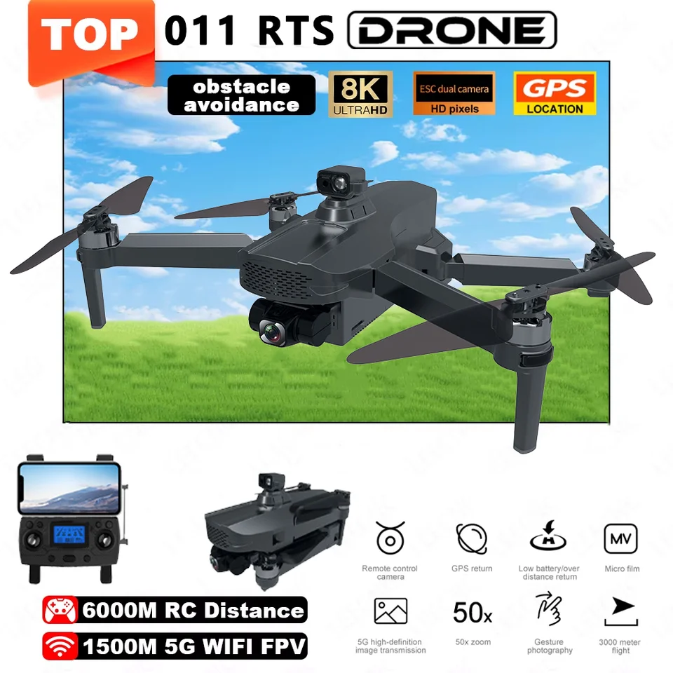 011Rts Profesionálny dron 3 km digitálny backhaul 8k HD fotoaparát wifi FPV Skladacie hračky pre diaľkové ovládanie GPS bez kefy