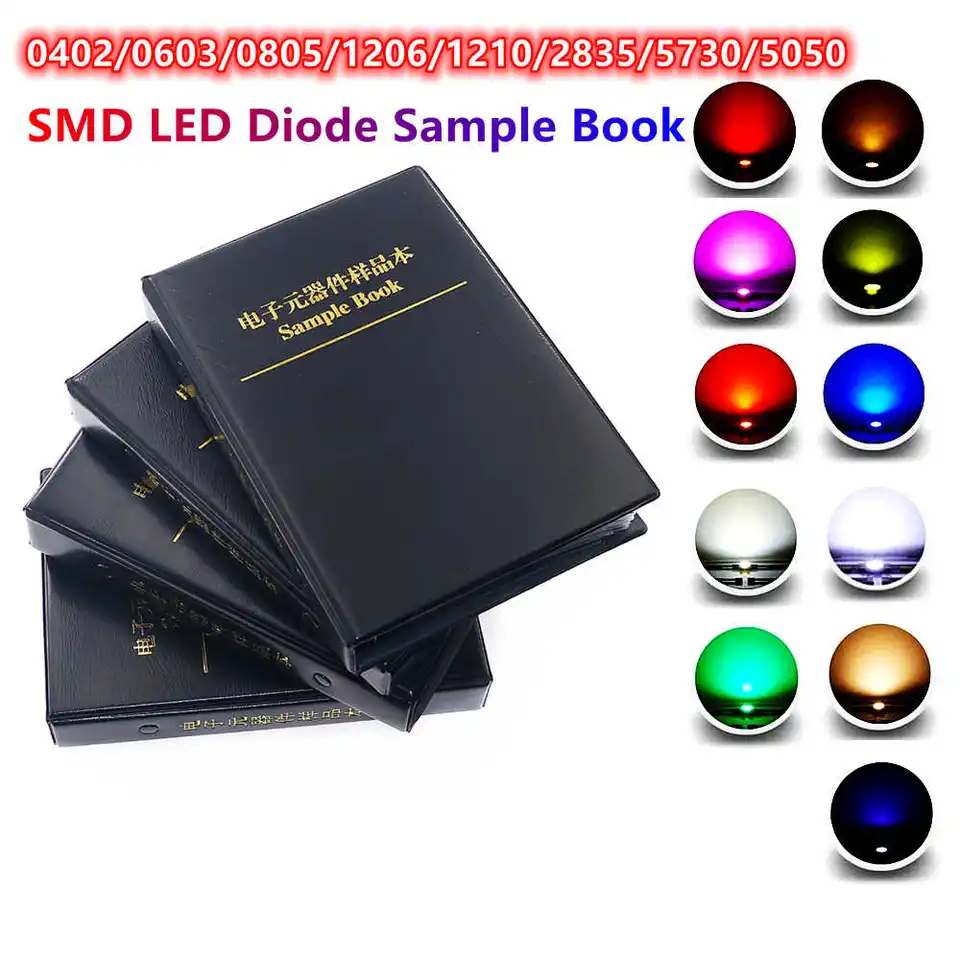 0402 0603 0805 1206 1210 2835 5730 5050 SMD LED dióda vzorkovacia kniha Red/Green/Blue/Biela/žltá/teplá biela/oranžová/fialová/ľadová modrá
