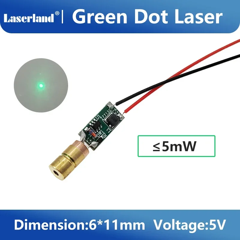06*11 mm 515nm bodový laserový generátor 5MW Zelený modul Malý objem 5V