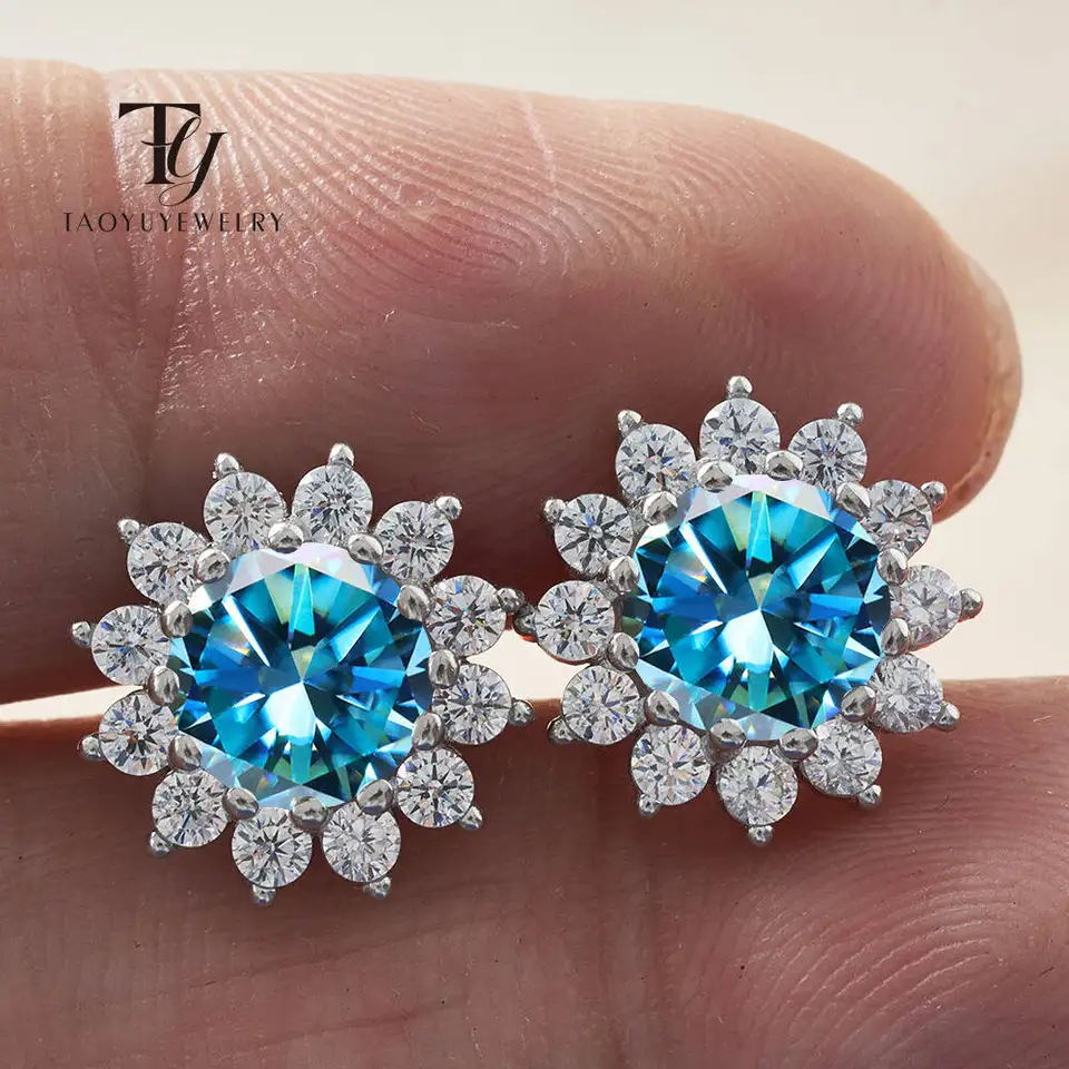 1,0 CTX2 PCS D Color VVS MOISSANTIE STUD náušnice 925 Sterling Silver for Women Svadobná strana Zoznamka Darček Jemný šperk