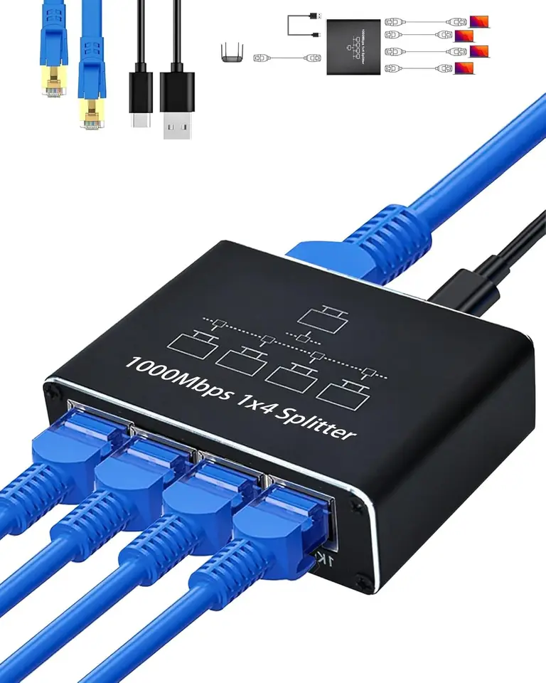 1 000 Mbps Ethernet Splitter 1 až 2/3/4 Network Extension RJ45 LAN Internet Splitter Hub pre PC Digital TV smerovača TV-Box