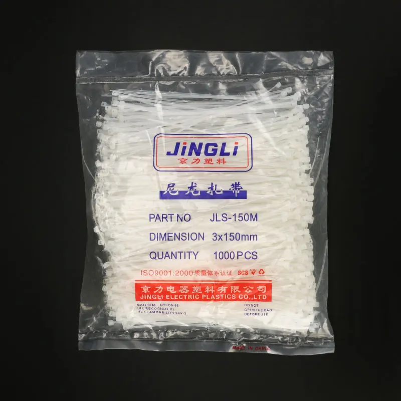 1 000 pcs biele sebakrytie nylonové priemyselné káblové kravaty 3*150 mm Upevňovací kábel Drôtový kábel zips