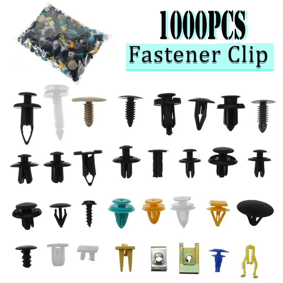 1 000 pcs/set automobilový plastový nit nit nit Fender Bumper Interior Tiner Tiner Tress Push Clips Kit