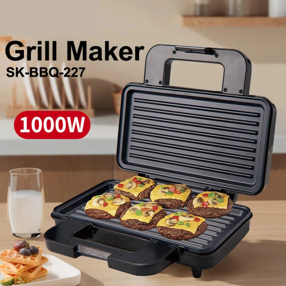 1 000 W sendvičový výrobca z nehrdzavejúcej ocele Neočkávate nelepivé povlaky Panini Press Steak Grill Maker Raňajky stroj
