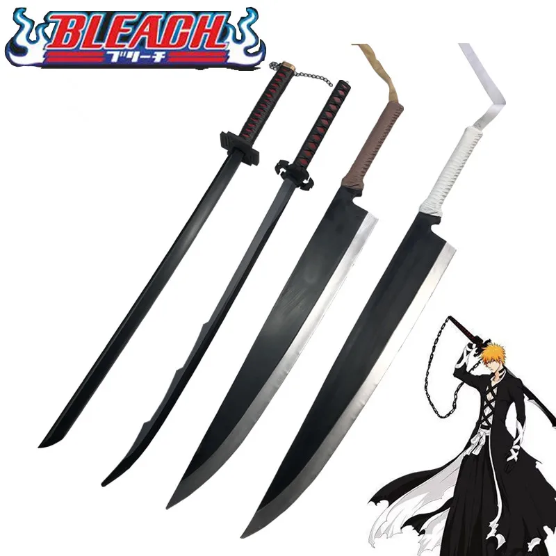 1: 1 Sword Kurosaki Ichigo Sword Sky Lock Moon Black Knife Zanpakutou Ninja Katana Knife Knife Sword Weapon Ress Bezpečnosť PU Toy