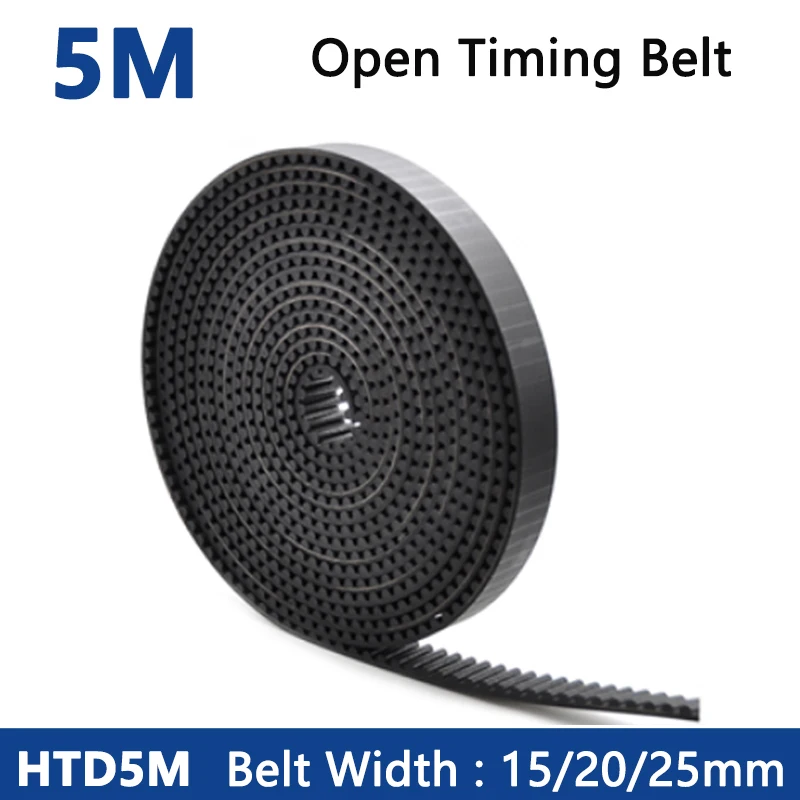 1-10 metrov oblúk zub HTD 5M Otvorená synchrónna šírka pásu 15/20/25 mm gumové sklo vlákien Neoprén Htd5m Otvorené rozstupy časovacieho pásu 5 mm