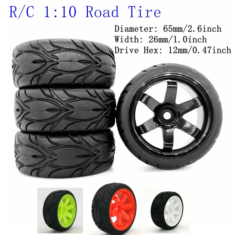 1/10 RC Racing CAR Pneumatiky na kolesovom kolesi pre cestnú pneumatiku pre Tamiya TT01 TT02 XV01 TA06 PTG-2 Hpi WR8 HSP /10 Upgradov automobilov: 6mm