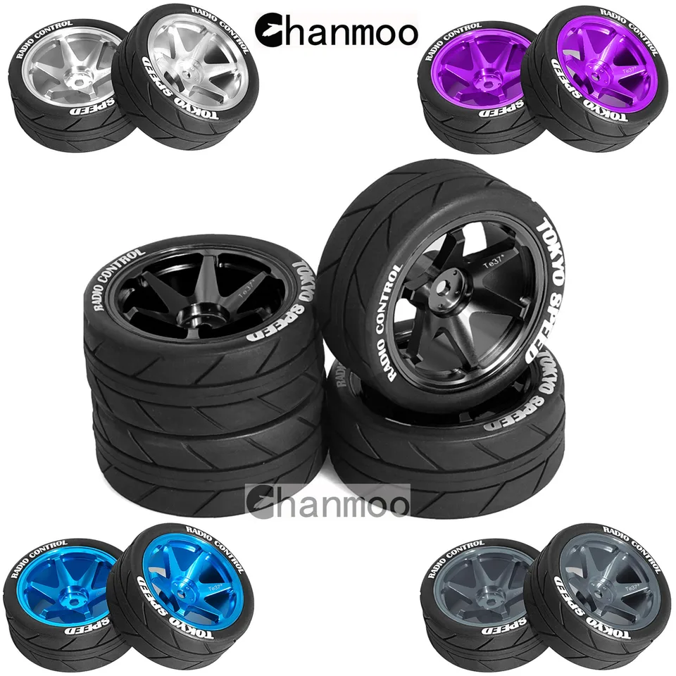 1/10 RC Racing Wheels Tires Metal Wheel Rims Hub12mm hex pre 1:10 RC na cestnom aute Tamiya TT01 TT02 XV01 XV02 PTG-2 HSP HPI Kyosho