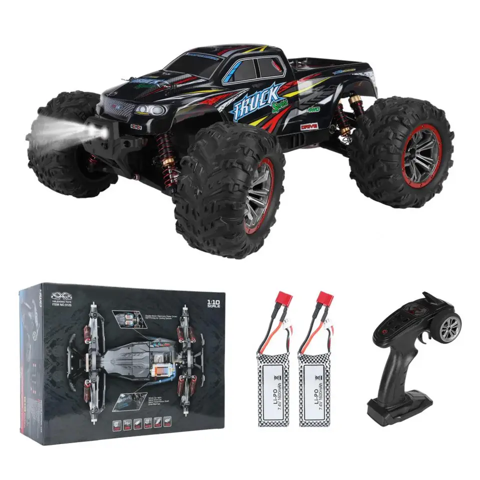 1:10 Stupnica rýchleho kefového motora RC CAR, vodotesný nákladný automobil IPX5 s maximálnou rýchlosťou 50 kmh, veľké kolesá, 2,4G vysokorýchlostný terénny reko
