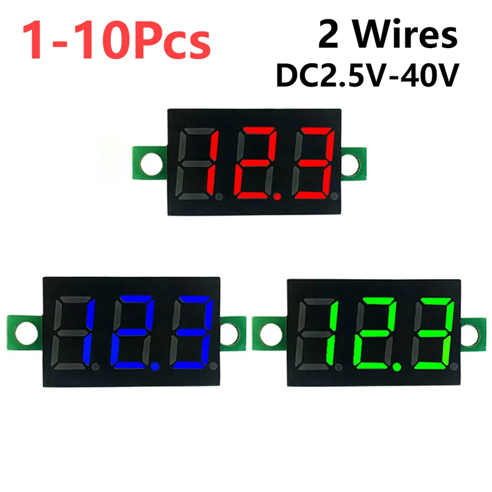 1-10ks 0,28 palca 2 drôty DC DC Digitálny voltmeter 0-40V napätie merača automatického automobilu Mobilné výkonové napätie tester detektor Voltového merača
