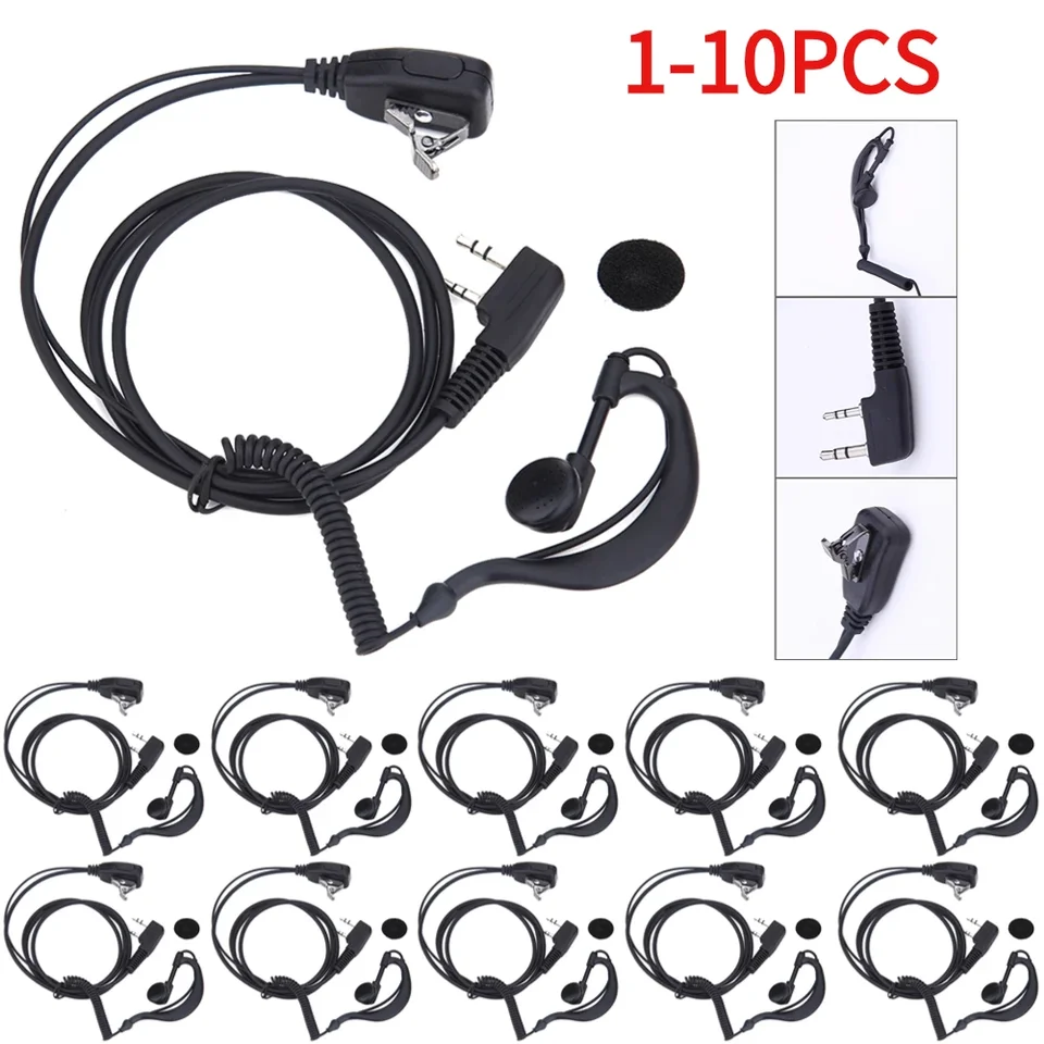 1-10ks 100 cm slúchadla slúchadla ptt mikrofón 2 pin uší hák na uši hovorcov pre slúchadlá slúchadla pre baofeng uv5r/kenwood/hyt