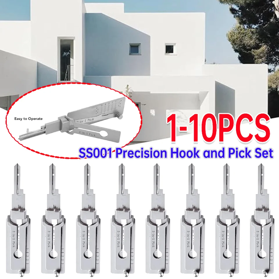 1-10ks 2-v-1 Kľúčový zámok Dekodér z nehrdzavejúcej ocele Presnosť Tool SS001