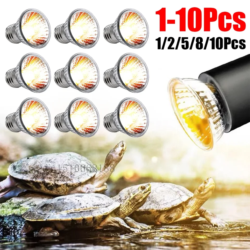 1-10ks 25/50/75 W UVA+UVB Reptile Lamp Bulb Turb Basking UV žiarovky Vykurovacie svetlo Full Spectrum Suntamp pre obojživelníky