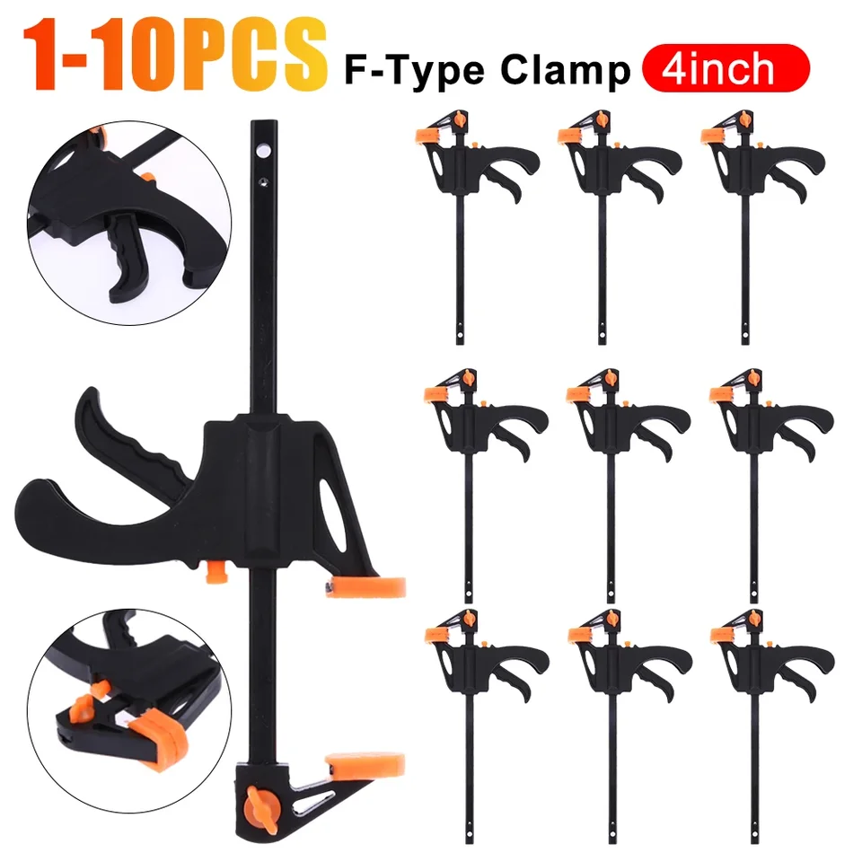 1-10ks 4 palcový F Type Woodworking Work Bar Clip Clip F CLAP Ratchet Vydanie seržantov pre stolárske náradie pre domácich majstrov