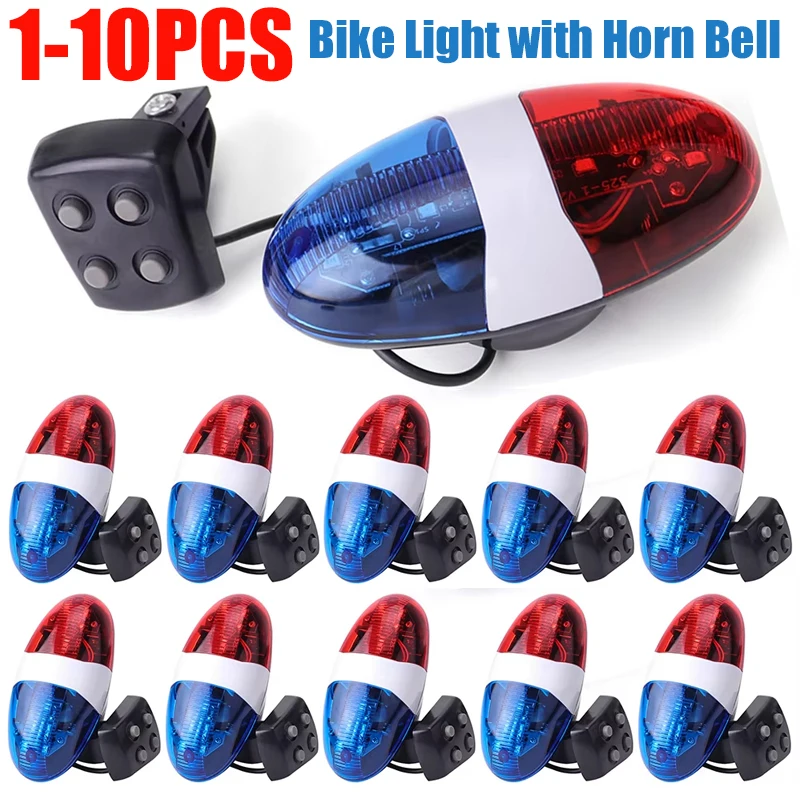 1-10ks 6 LED policajné predné svetlo Výstražné predné svetlo Sérka Cycling Elektrický roh zvonku bicykla Lampa Elektronické príslušenstvo na jazdu na rohoch