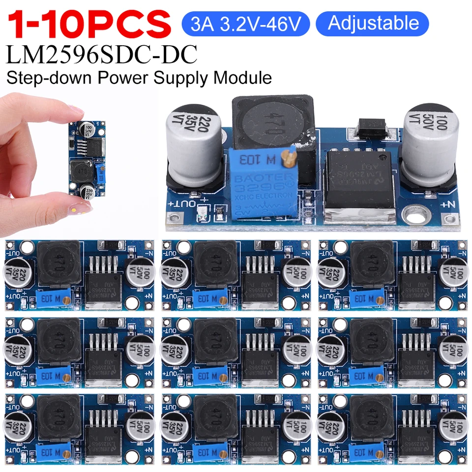 1-10ks LM2596S DC-DC Stuplový napájací napájací modul 3A Nastaviteľný krokový modul LM2596 Regulátor napätia 3.2v-46V