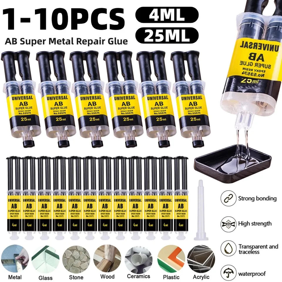 1-10ks Super Liquid Epoxies Silné rýchle sušenie lepidlom lepidla Oprava epoxidovej živice kvapalné lepidlo 4 ml/25 ml Universal AB super lepidlo
