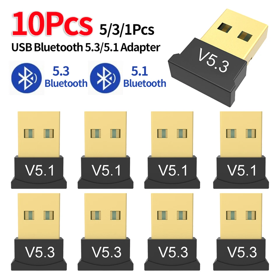 1-10ks USB Bluetooth 5.3/5.1 Adaptér bezdrôtové adaptéry Dongle Podporuje počítačový prenosný počítač pre Windows 11/10/8.1 Audio vysielač