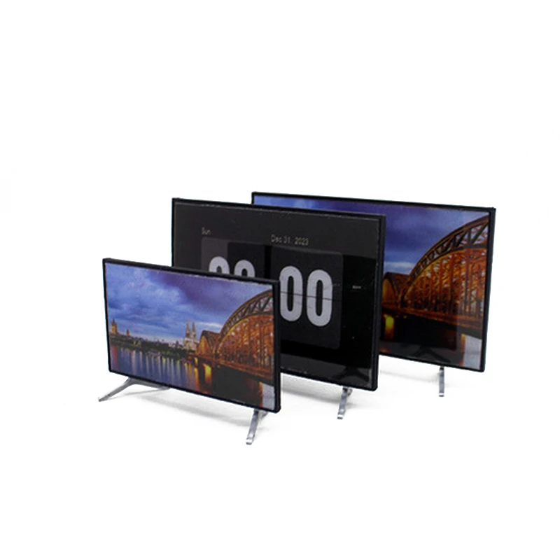 1:12 Doll House TV Simulation Televízia Mini TV so stánkovou základňou Model Miniatúrny nábytok Dollouse Obývacia izba 1ks dekorácia
