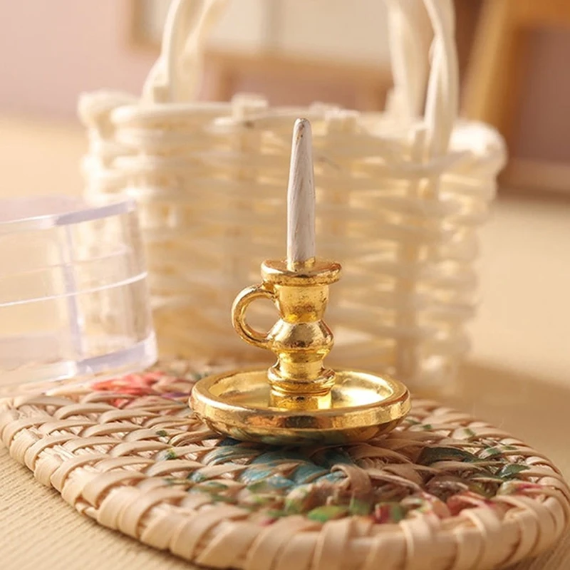 1:12 Dollhouse Miniatúrne sviečky Držiteľ svietnik