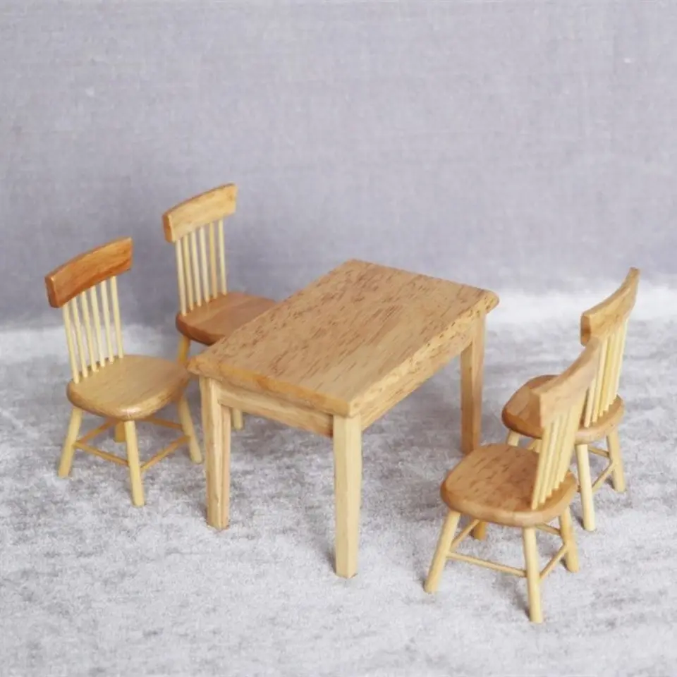 1:12 Dollous Drevená jedálenská stolička Model Model Model Miniatúrne nábytok doplnky reštaurácia Bar stolný nábytok
