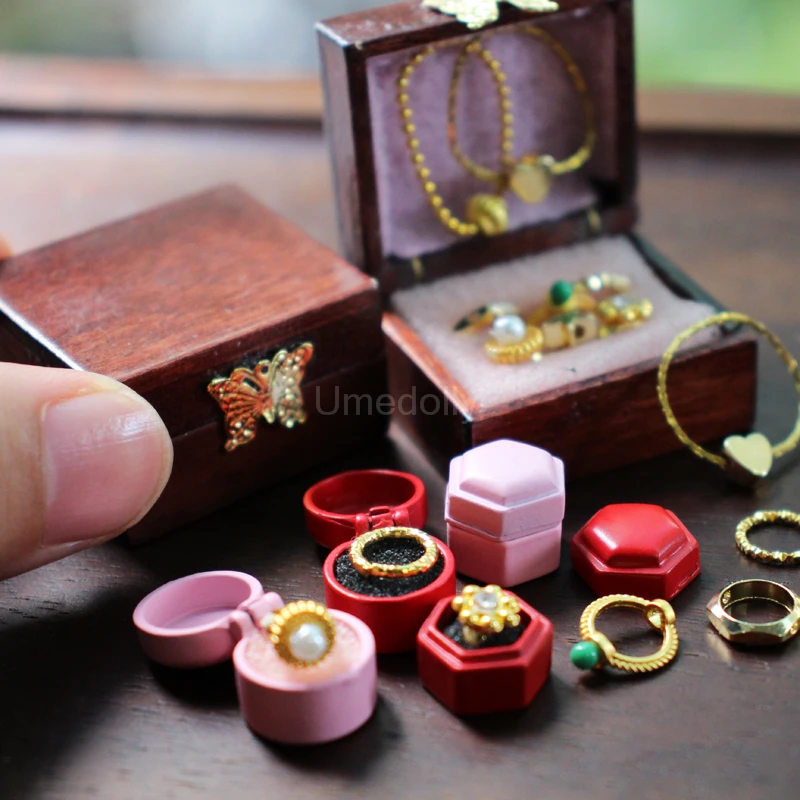 1/12 Miniatúrny dollhouse šperky Mini Ring Model pre hračku OB11 BJD Doll Accessories