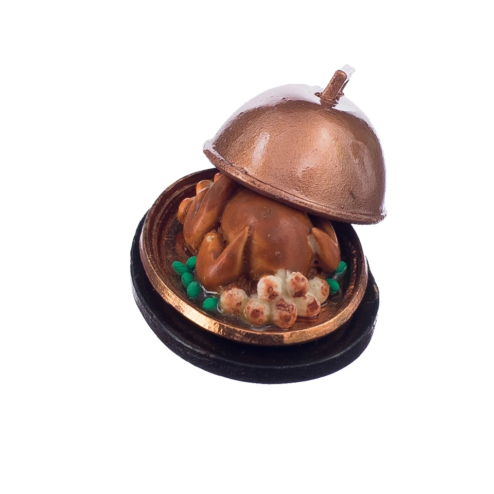 1:12 Pečená morka na servírovací tanier Dolls House Miniatúrne doplnok na mäso