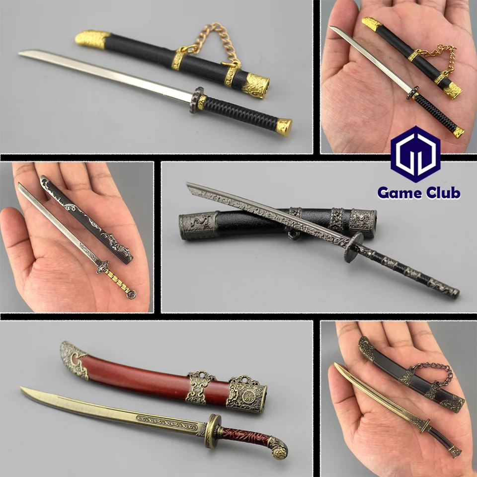 1/12 Soldier Samurai Sword Black Gold Ancient Blade Retro vzorovaný nôž modelu príslušenstvo pre 6 palcov SHF Figma Action Figure Body