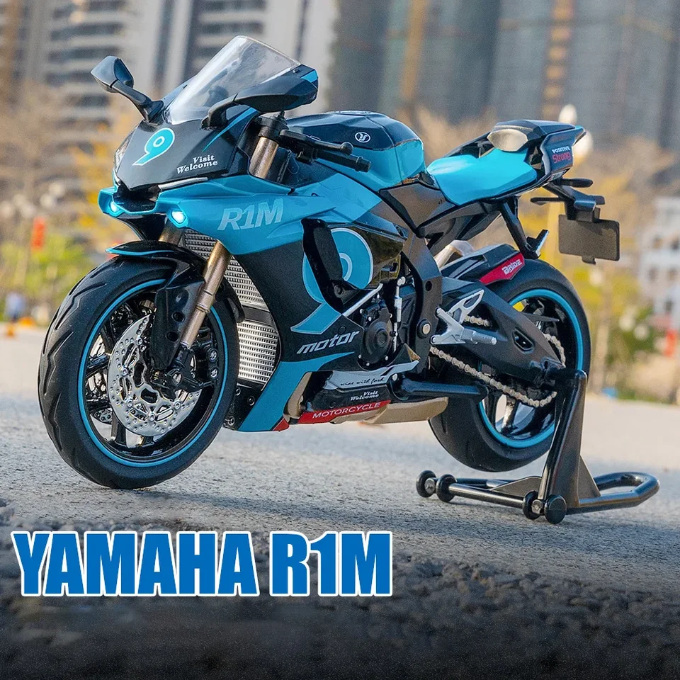 1:12 Yamaha YZF-R1M zliatinový model motocyklového modelu Diecast Vozidlá Zvuk a svetlo z kolekcie Autocykl