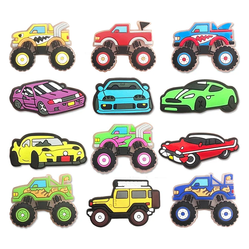 1-12ks Mini Shoe Shoe Charms for Croc Accessories PVC Clog Sandals Racing Motor Shoe Decoration