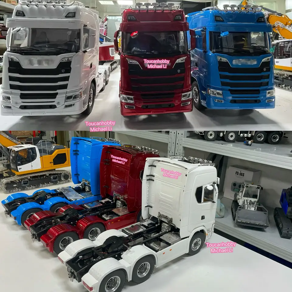 1/14 6x6 770S RC Tractor TRACTOR TRACTOR diaľkové ovládacie vozidlo Maľovaný model CNC diferenciálne zámkové nápravy Zvukové ľahké vozidlo TH24244