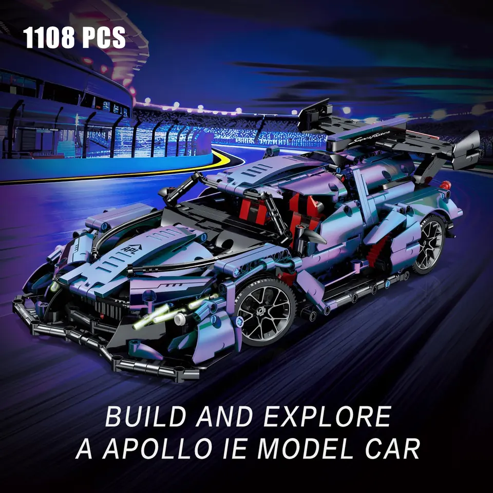 1:14 Technické závodné pretekárske vozidlá Model Model Building Blocks 1108ks tehly MOC City Supercar Supercar Adult Hray pre darčeky pre deti
