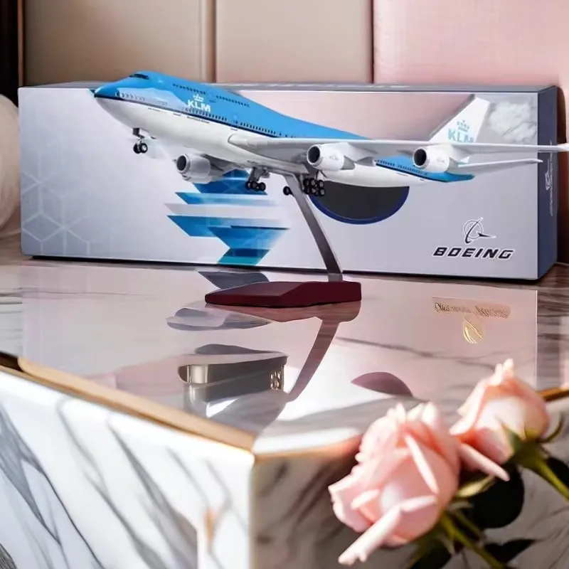 1/157 47 cm lietadla Boeing 747 B747 KLM Royal Dutch Airlines Model Model Light Wheel Wheel Diecast Plane Collection Collection Airliner Darček hračky