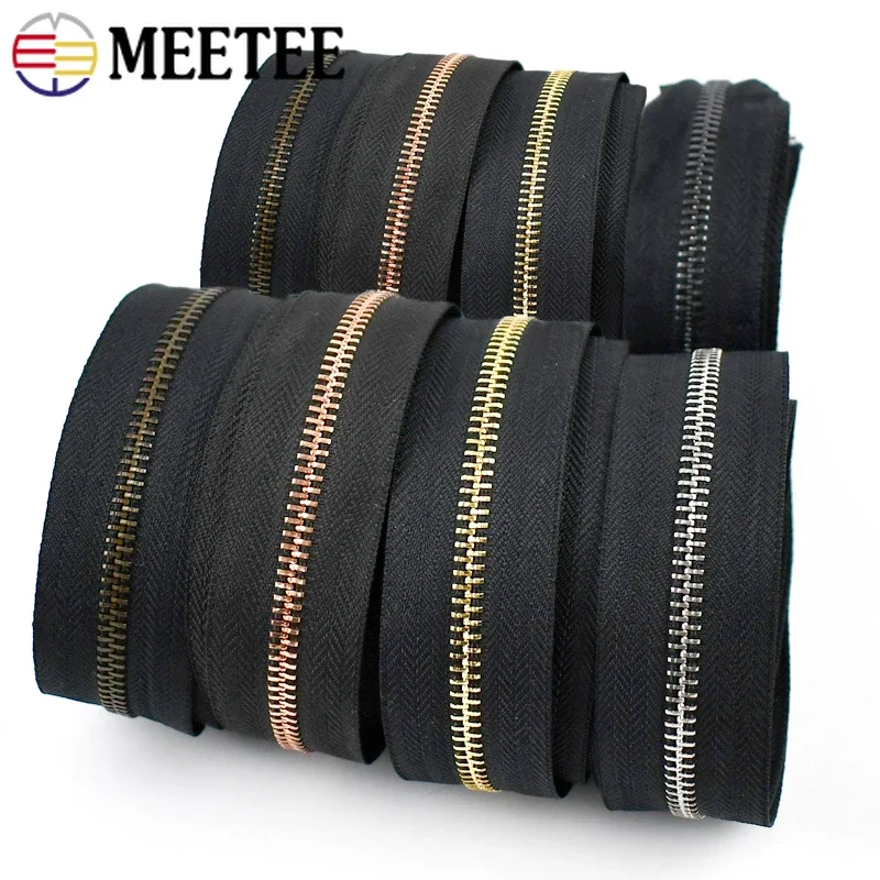 1/2/3/4/5Yards 3# 5# kovové zipsy pre tašky Šitím zipsu podľa yardov Športový kabát zipsová opravárenská súprava DIY odev