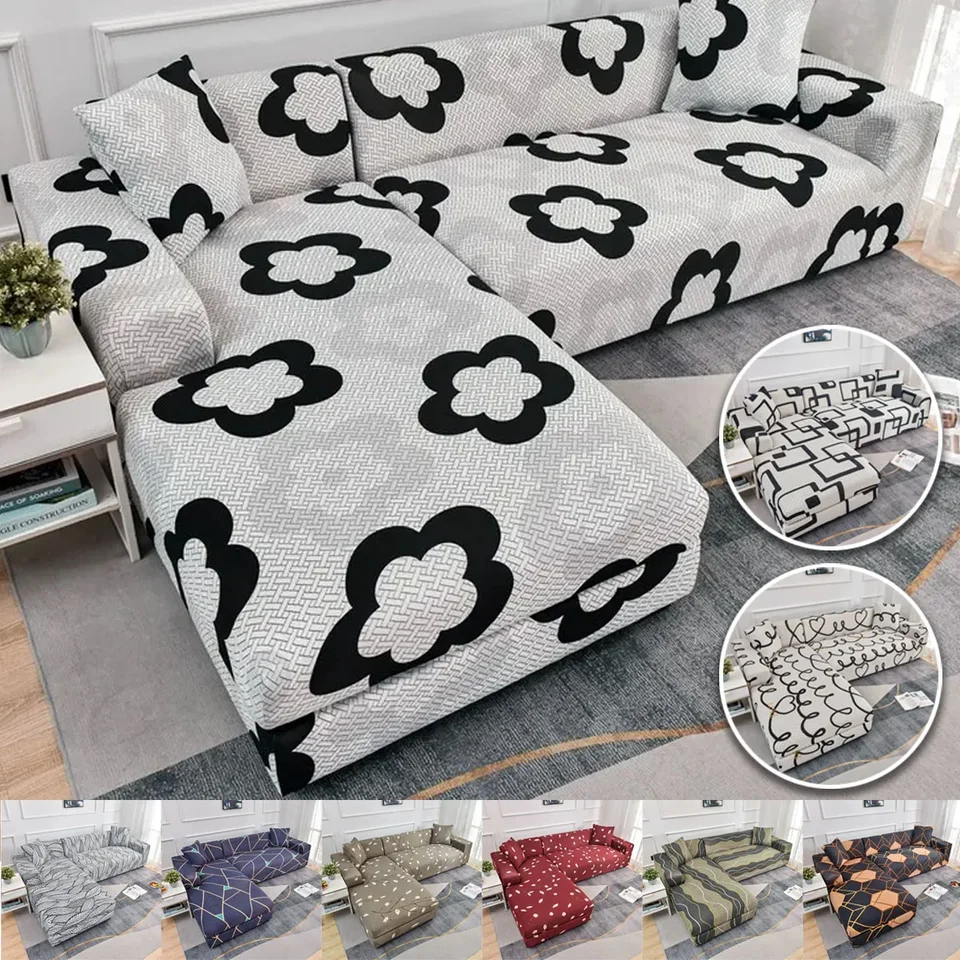 1/2/3/4 Geometrické pokrývky sedadla pre obývaciu izbu Elastický rohový gaučový kryt L v tvare ležadlá Lonue Slipcovers Protector kresla
