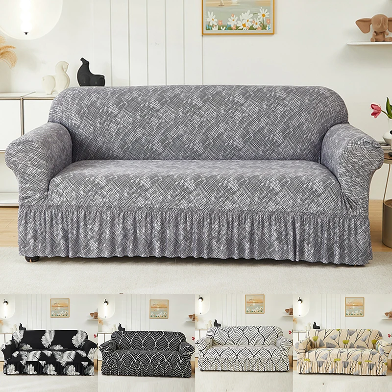 1/2/3/4 Seater Nordic Sofa Suk sukňový kryt Stretch Spandex Sofa Cover pre obývaciu izbu Protect Slipcover Furniture Protector