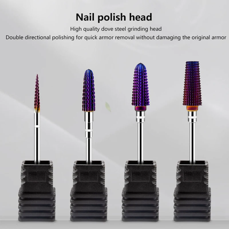 1/2/3/5ks Diamond Cutice Clean Clean Burr Nail Bit Bit pre manikúru Round Cone Kumelové vŕtačky Bits