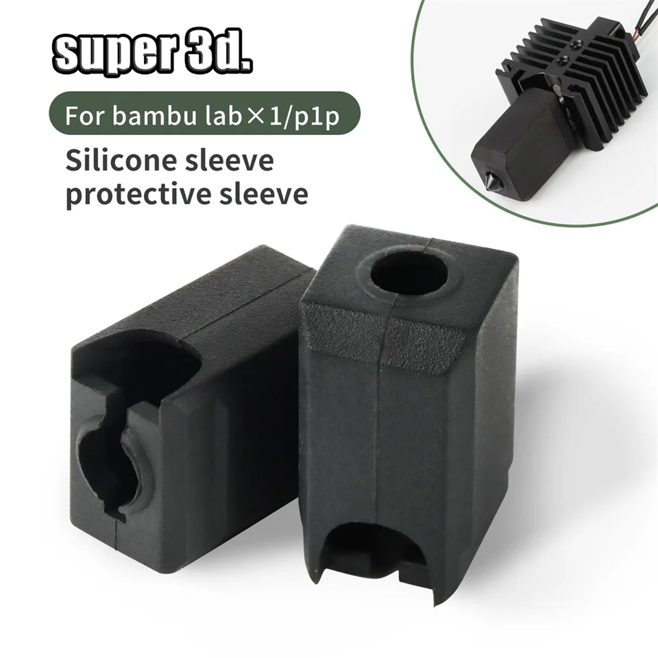 1/2/3/5ks Silikónové ponožky Vysokoteplotné opotrebenie čierneho silikónového rukávu pre Bambu Lab X1 P1p 3D tlačiareň Hotend Extruder