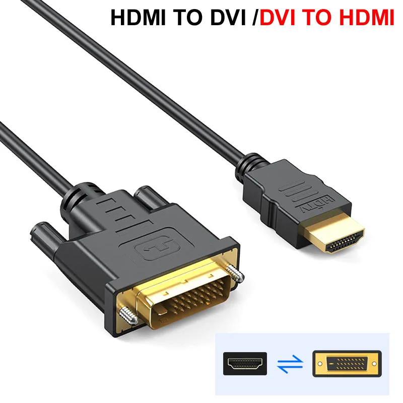 1/2/3/5M HDMI-PLACKLA DO DVI-D Kábel Muž 24+1 DVI-D Mužský adaptér ZLADNÉ 1080P PRE HD HDTV HD PC Projector PS4