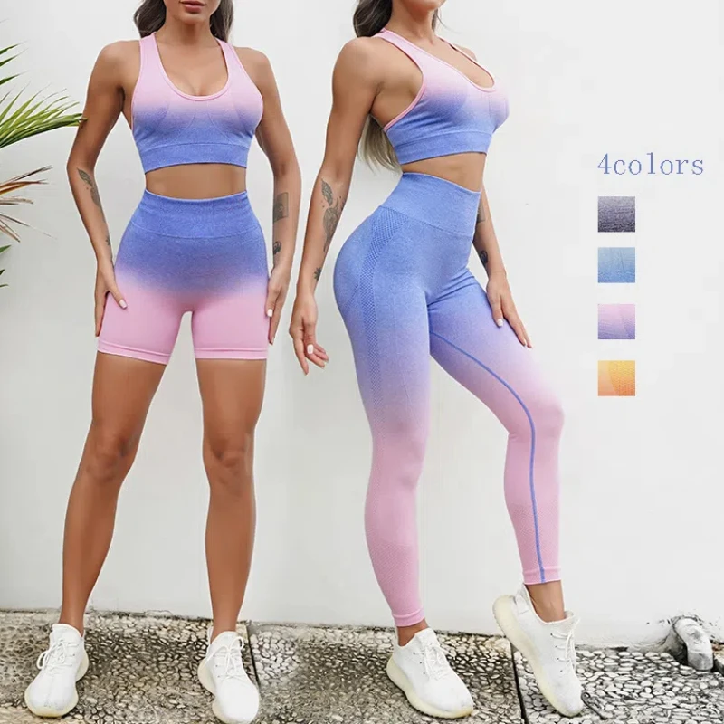 1/2/3 PCS Dámske telocvične súprava bezproblémového cvičenia oblečenia športová podprsenka jogy legging bežecké šortky fitness