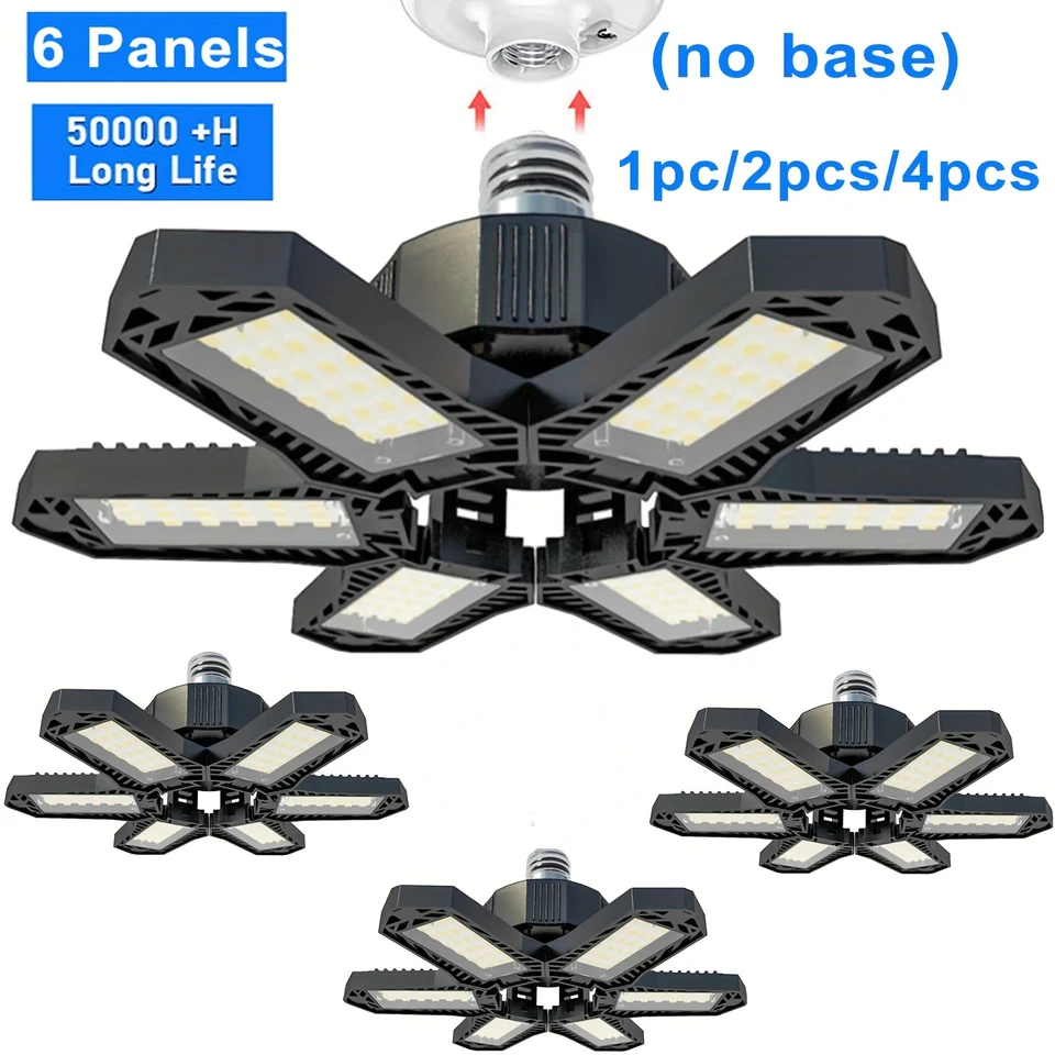 1/2/4ks deformovateľné LED garážové svetlá so 6 nastaviteľnými panelmi GLOW Light Light E26 E27 Stropné svetlo pre dielňu SKLADOVÁ LAMP